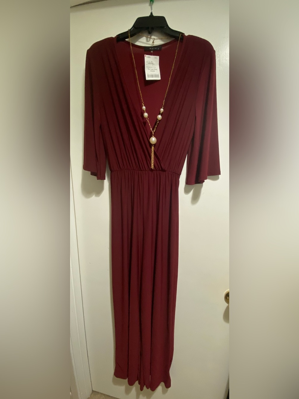 By Maru Elegant Women's Burgundy Wrap-Style Jumpsuit